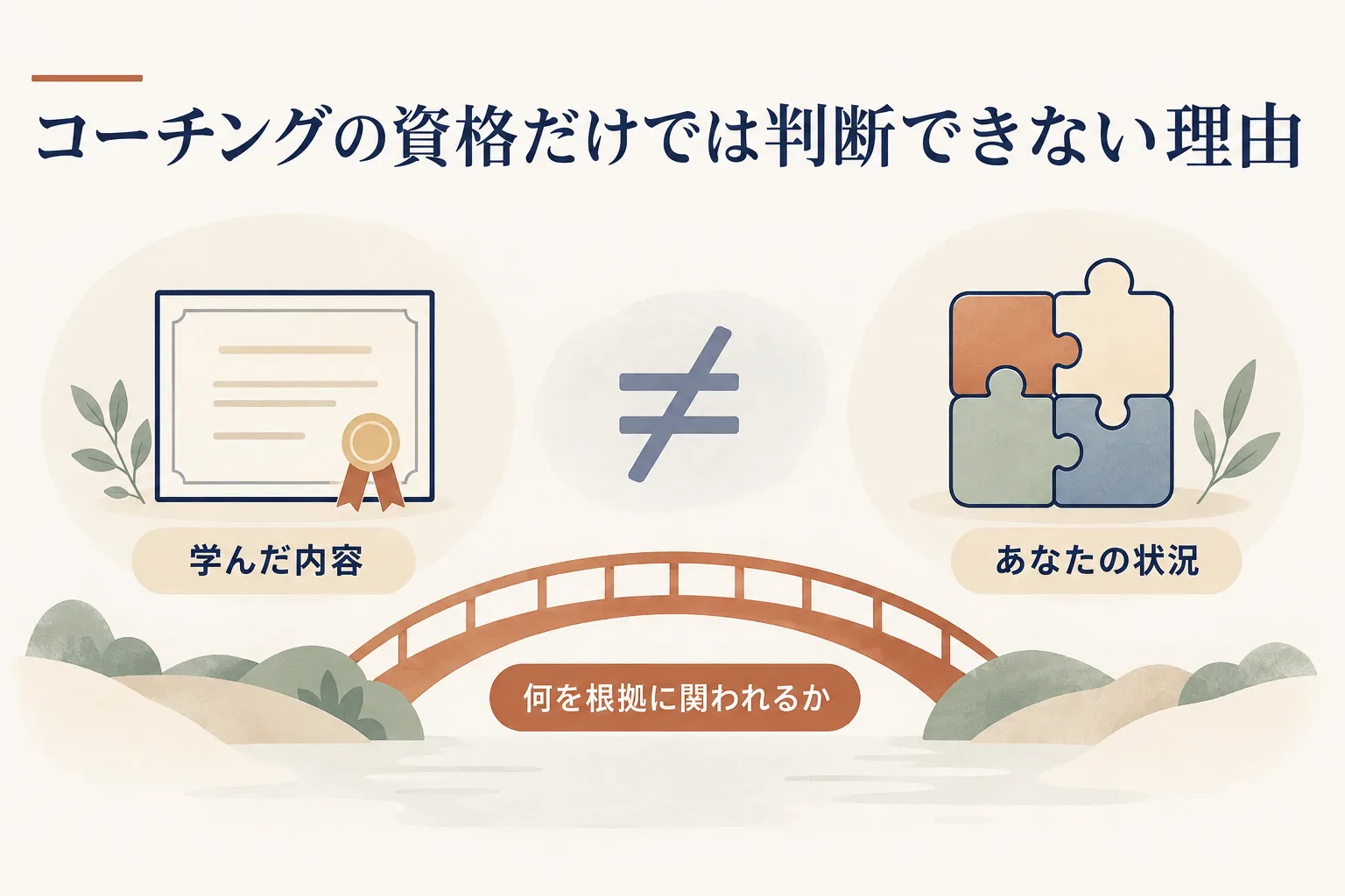 資格が示すのは学んだ内容まで。あなたの状況を扱えるかとは別で、見るのは何を根拠に関われるか
