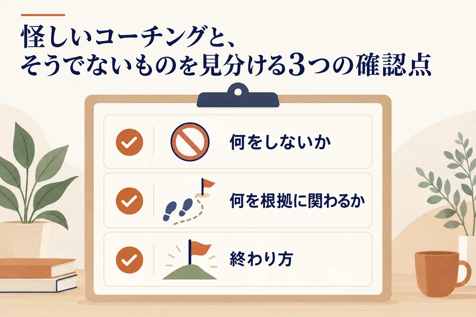 見分ける3つの確認点:何をしないか、何を根拠に関わるか、終わり方