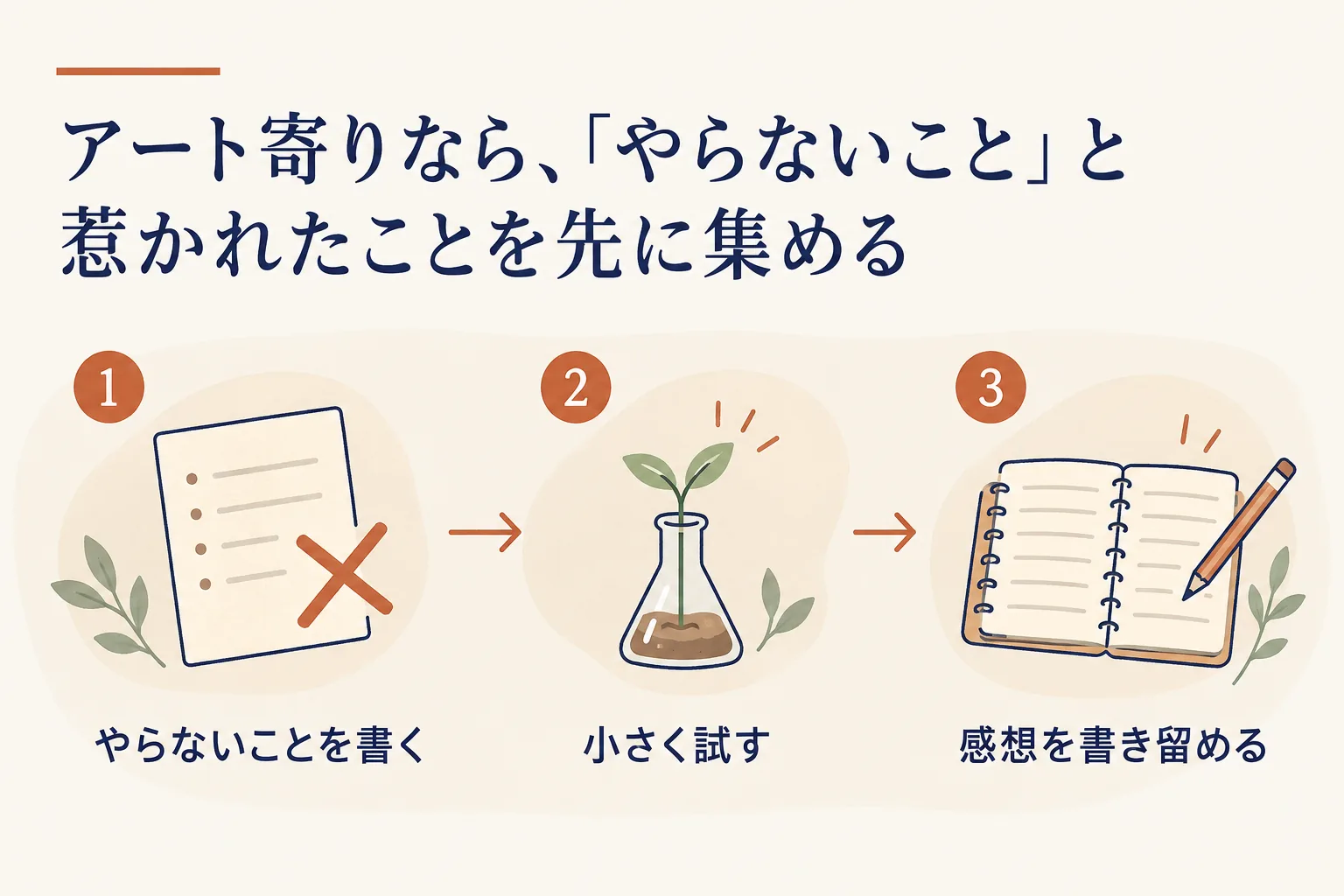 アート寄りの手順:やらないことを書く、小さく試す、感想を書き留める